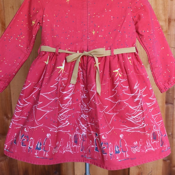 Palava Red 100% Cotton Long Sleeve Festive Holiday Christmas Dress - Picture 13 of 16